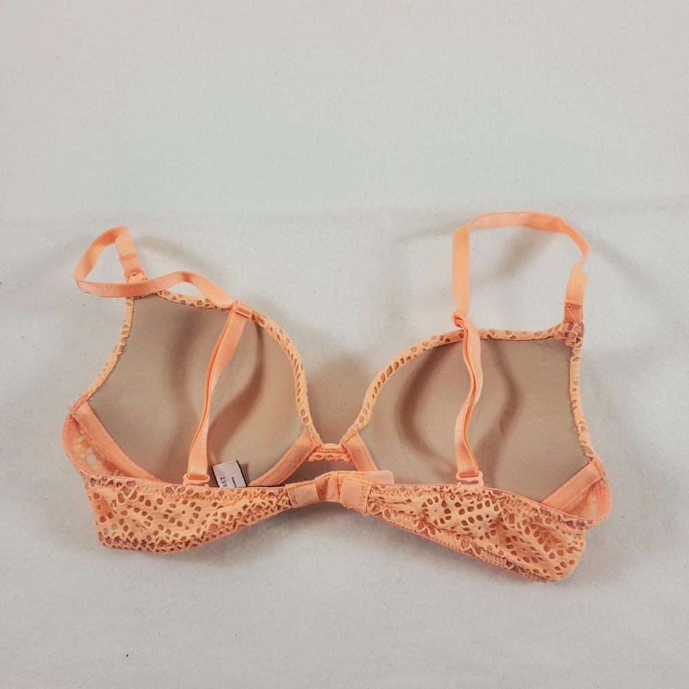 Victoria's Secret Push Up Bra 32B Orange Mesh Underwire - Picture 2 of 4